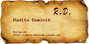 Radits Dominik névjegykártya